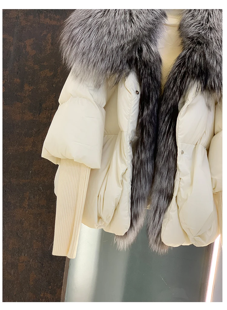 2026 Winter Real Fox Fur Collar White Duck Down Padded Down Jacket Regular Fashion Warm Big Fur Collar Women's Coat