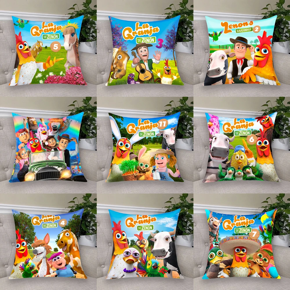 

Cartoon Anime Happy Farm La Granja De Zenon Short Plush Cushion Cover Pillow Case Zipper Closure Sofa Party Home Decor