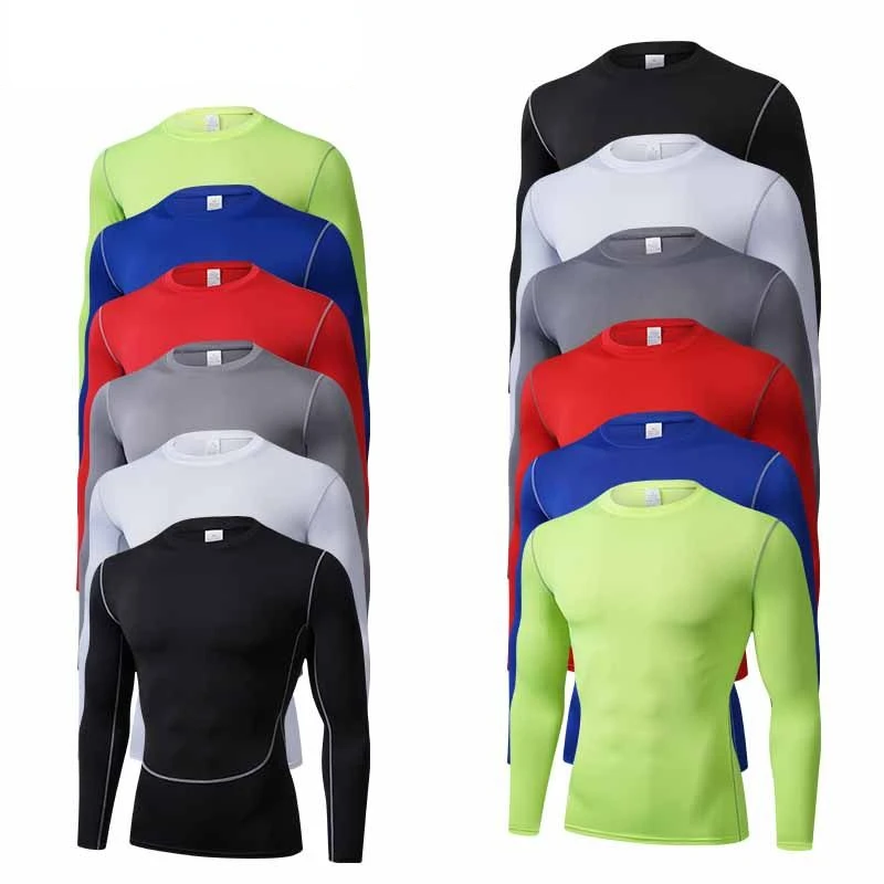 Harajuku Solid Color Mens Sportswear Gym Fitness Wear Training Jogging Sports Leggings Rashguard Running Sportswear Men Top