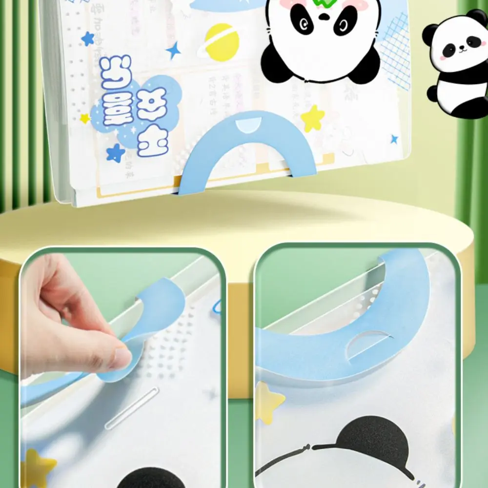 Cute Panda A4 File Bag File Folder Chinese Style Large Capacity Student Homework Orginizer 5/8/12 Layers Waterproof