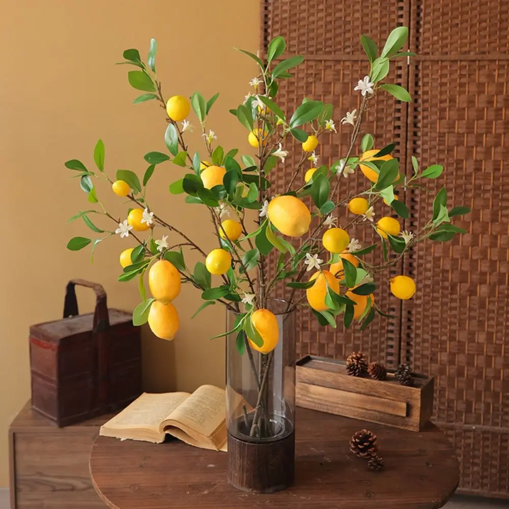 Ristorante naturale Disposizione dei fiori Decorazione della casa Puntelli per fotografia Fiore artificiale Ramo di limone Piante verdi Frutta di limone