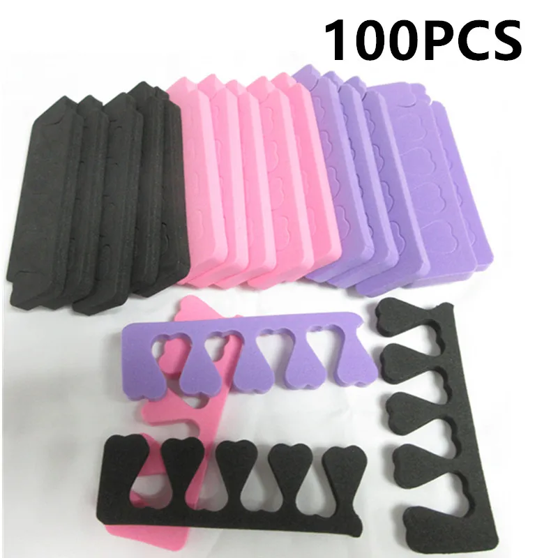 100pcs Black Sponge Foot Fingers Separators Nail Art Toe Separator Soft Gel UV Polish Nail Supplies Manicure Pedicure Tool 2#