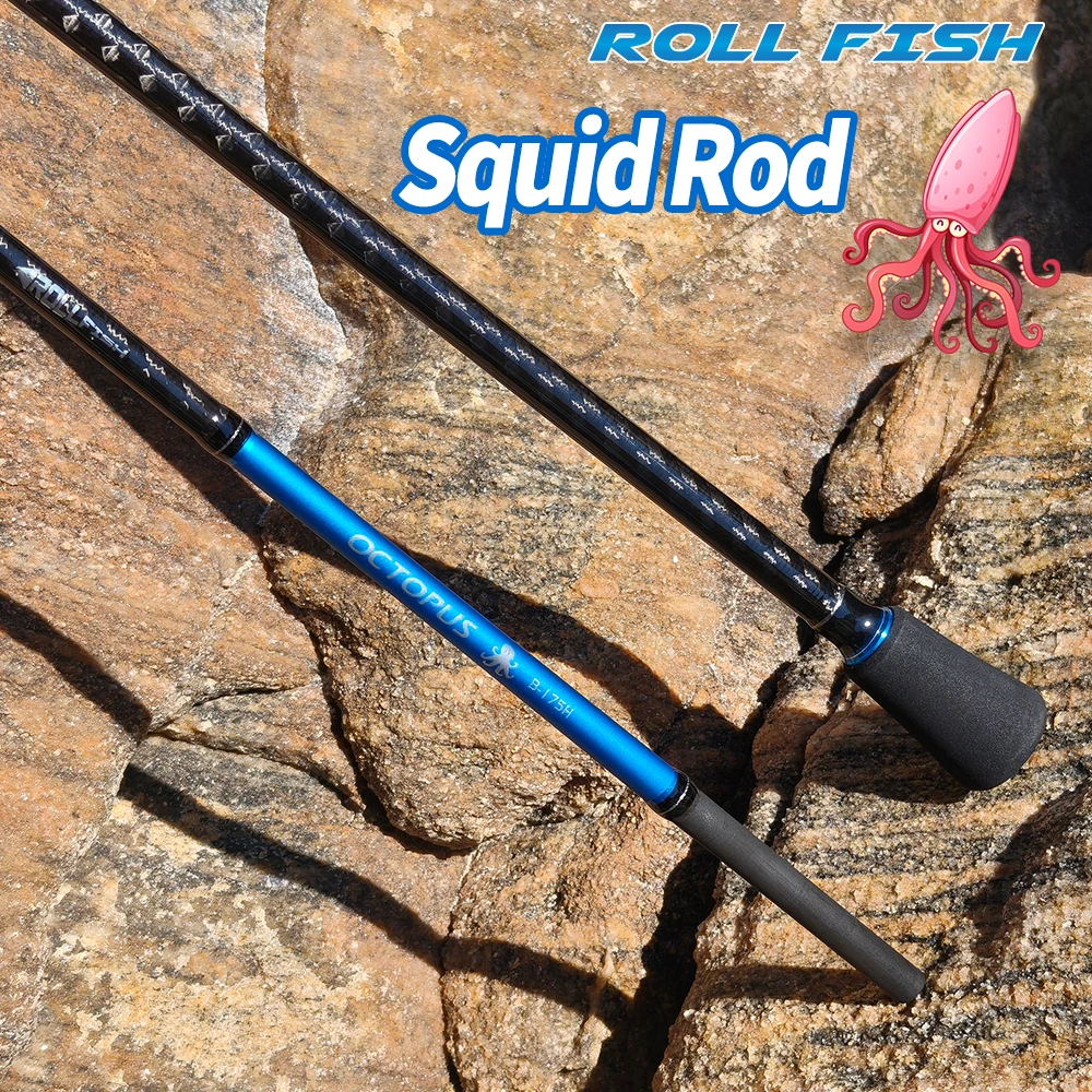 

Удилище для ловли осьминогов и кальмаров ROLLFISH Titanium Tip Octopus Squid, 1.75 м/5.74 фута, строй 8:2, из углеродного волокна, для морской рыбалки с лодки, джиггинговое.
