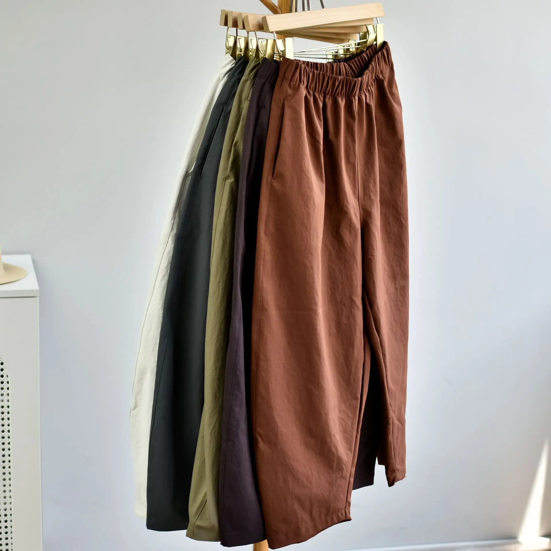 

Japanese style baggy pants for women 2025 spring and autumn new style, relaxed, looseflower bud retro simple and leisurely pants