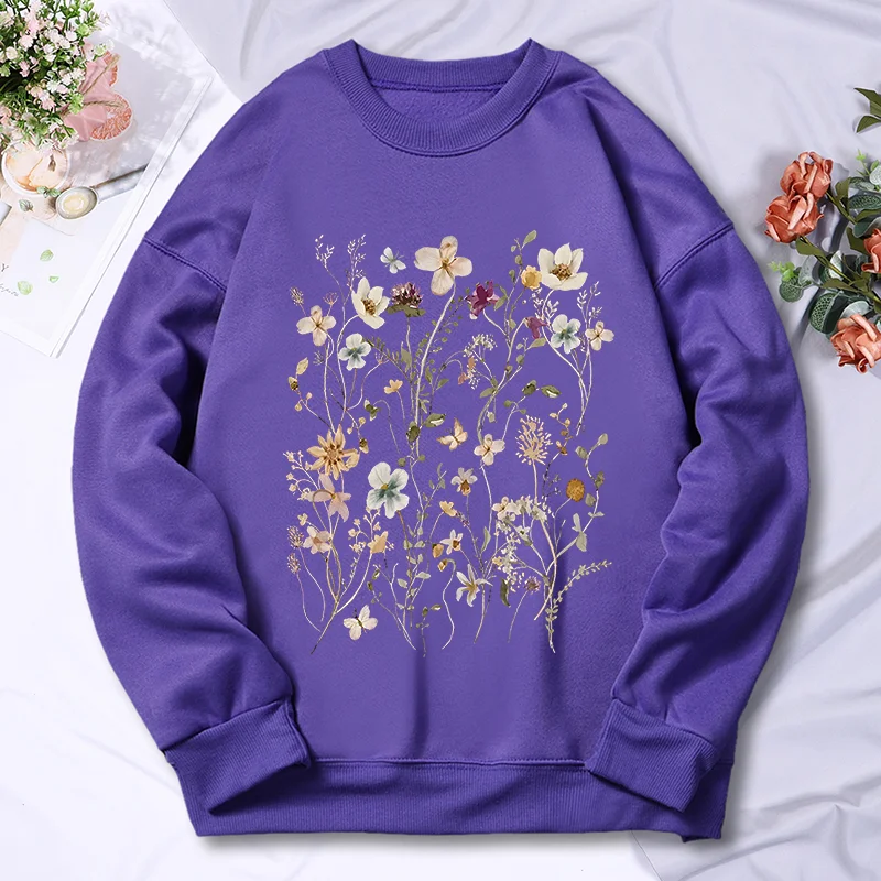 Beautiful Flower Clusters Printed Sweatshirt Women Harajuku Comfortable Hooded Fashion Soft Hoodies Autumn Fleece Warm Clothes