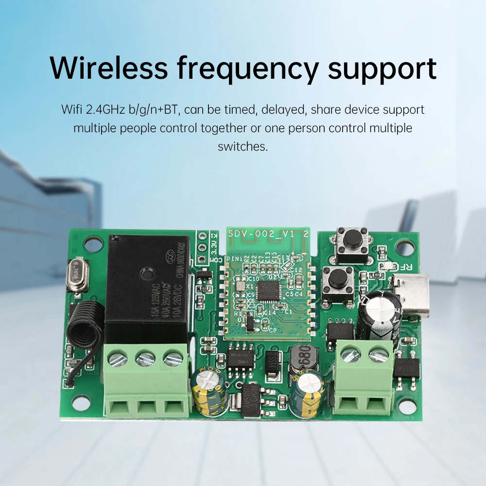 AC220V/DC5V-32V Pro 1 Channel Self-Locking Intelligent Wifi Bluetooth Relay Module Support eWeLink APP 433Mhz RF Smart Switch