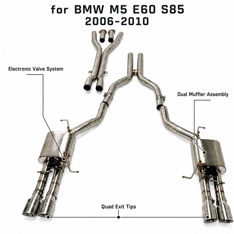 High Quality SS304 Valvetronic Catback Exhaust System BMW M5 E60 S85 2006-2010 Racing Performance Sound Racing Tuning Parts Kit