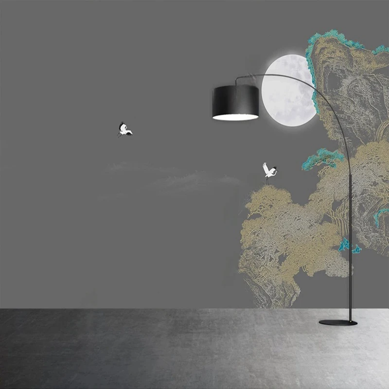 

New Chinese Style Abstract Line Art Hand-Painted Landscape Mural Wallpaper Customizable Wall Decor Background Painting 3D