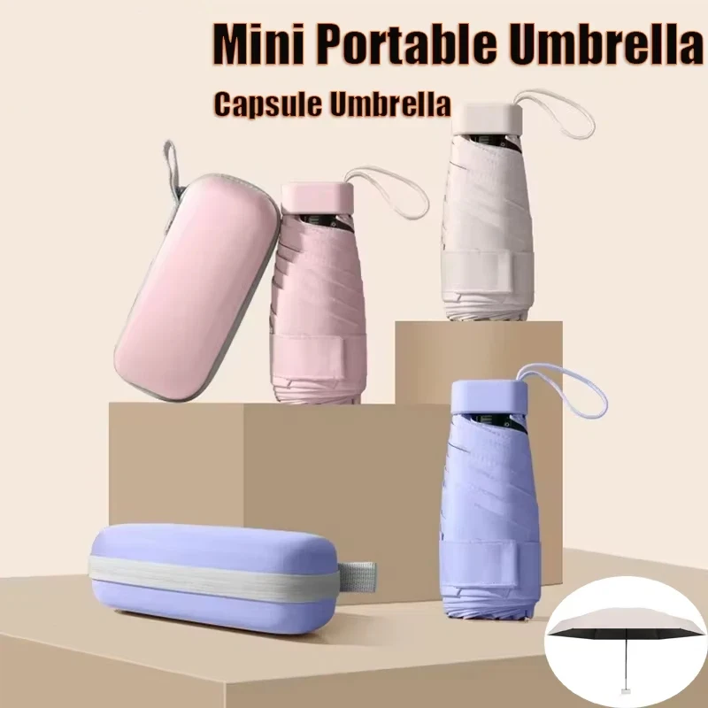 

Ультракомпактный мини-зонт с черным покрытием, портативный карманный солнечный дождь двойного назначения, легкий дорожный зонт д