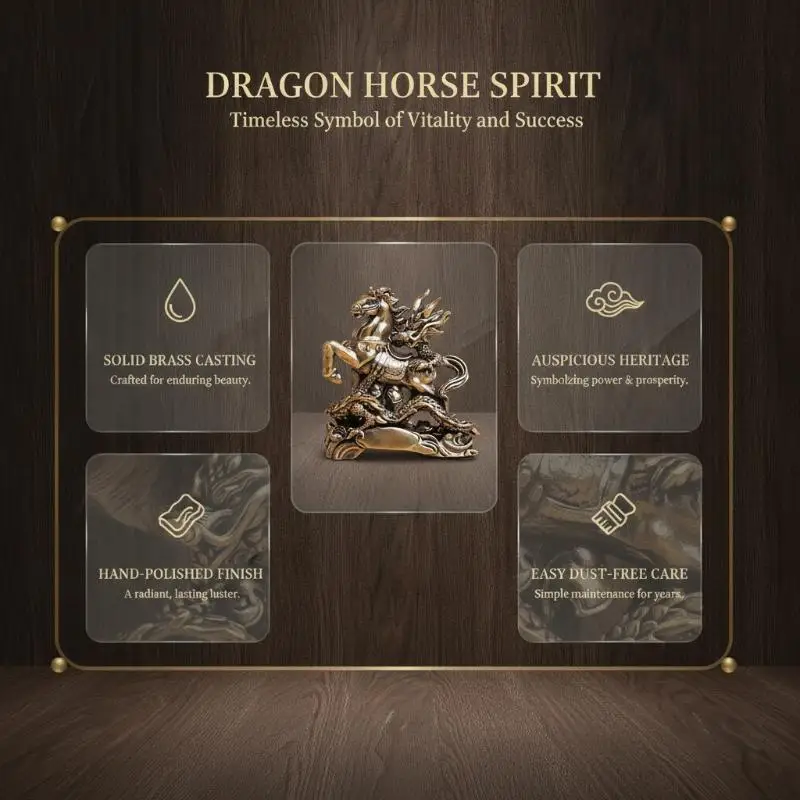 1Pc Chinese Dragon Horse Brass: Craft Ornament 2026 Small Copperware Creative Home Decor Desktop Collection