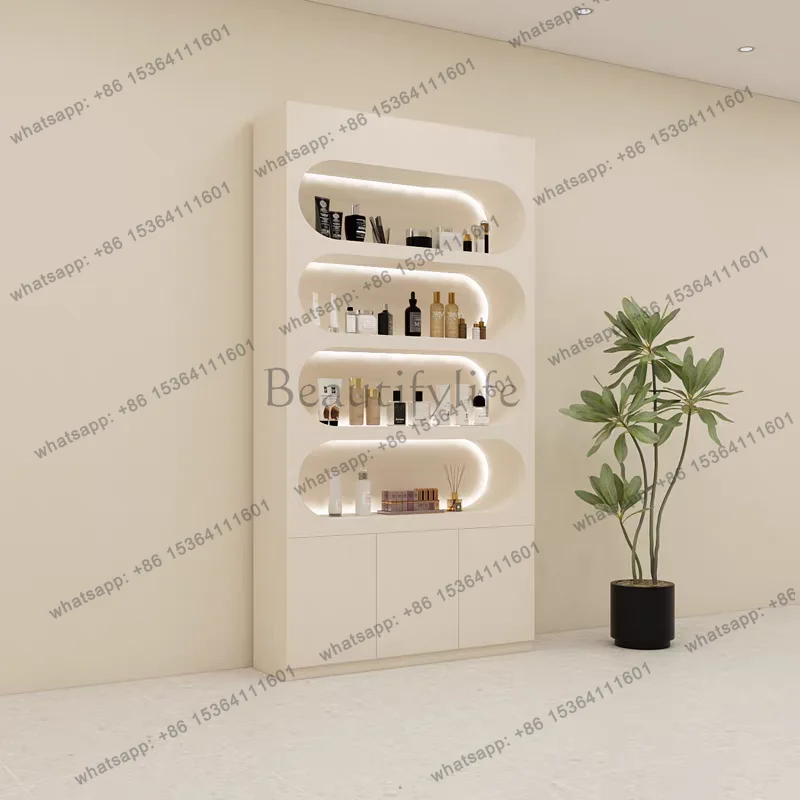French Minimalist Beauty Salon Display Cabinet Nordic Designer Cosmetic and Skin Care Products Display Cabinets Furniture FYMC