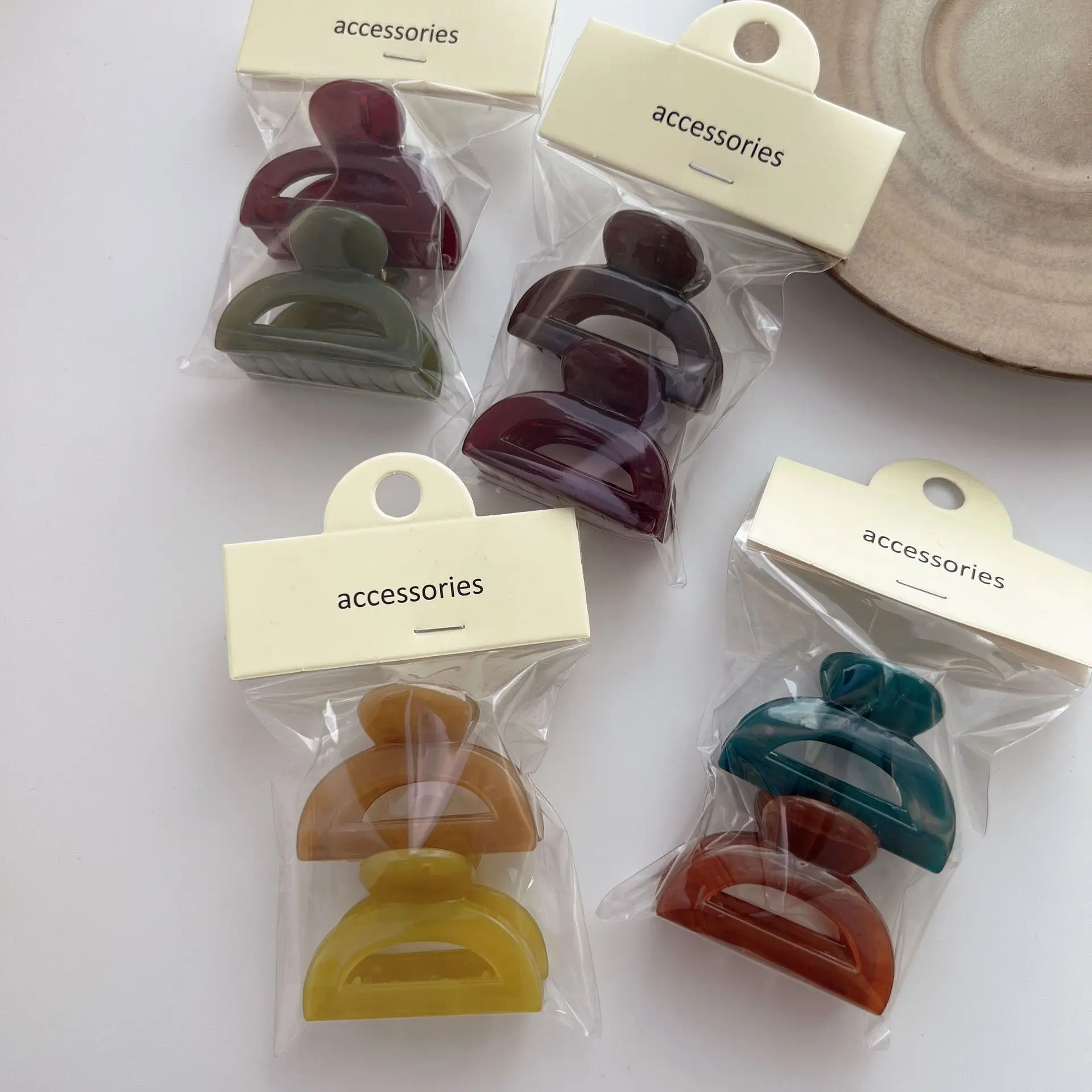 Hair Claw Clip Resin Solid Color Small Rectangular Secure Hold for Thin Hair Lightweight Durable Non Slip Office Party Gift
