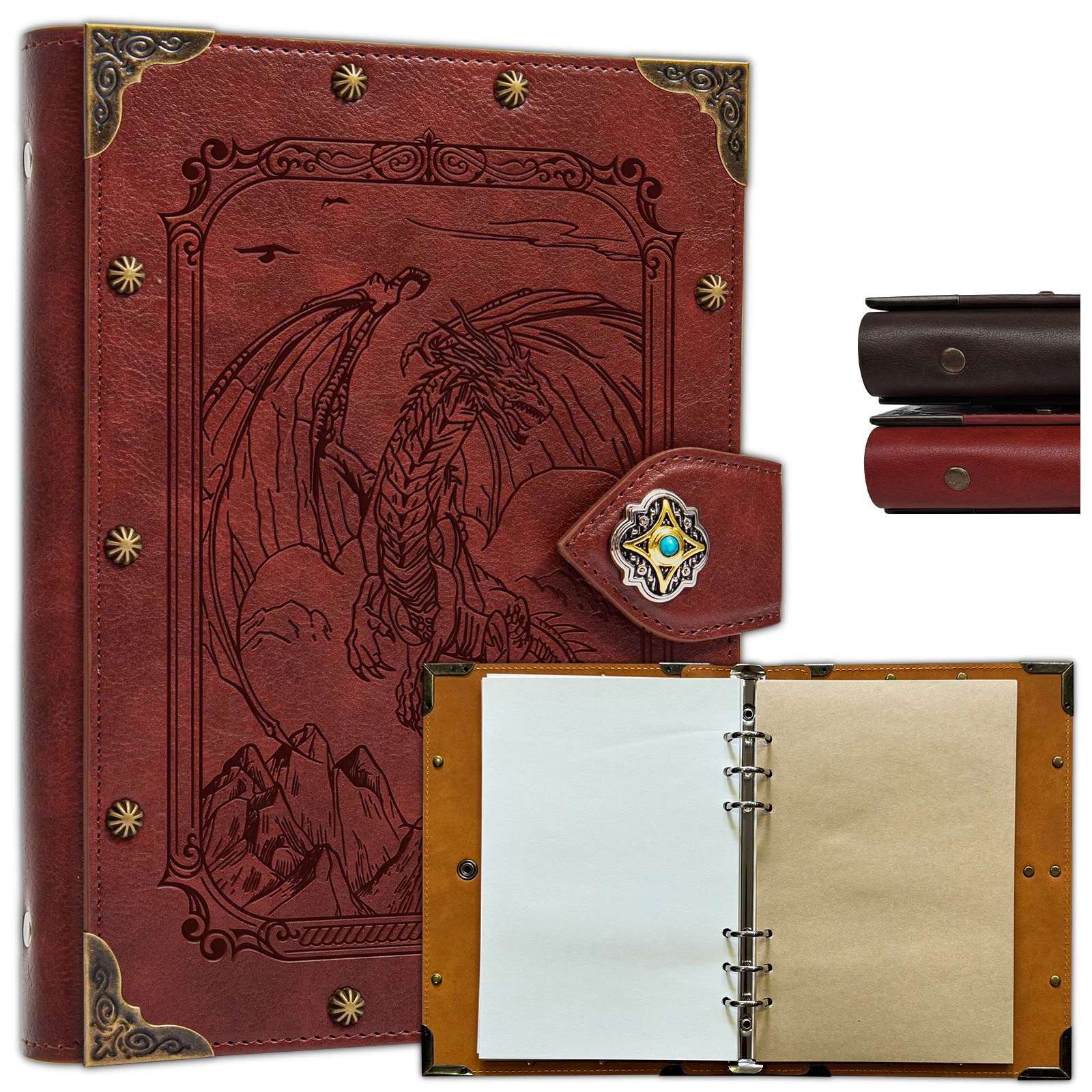 

DND Notebook Vintage Dragon Journal Unique Refillable Binder Leather A5 400 Pages For Dungeons and Dragons Gift D&D Gifts DM