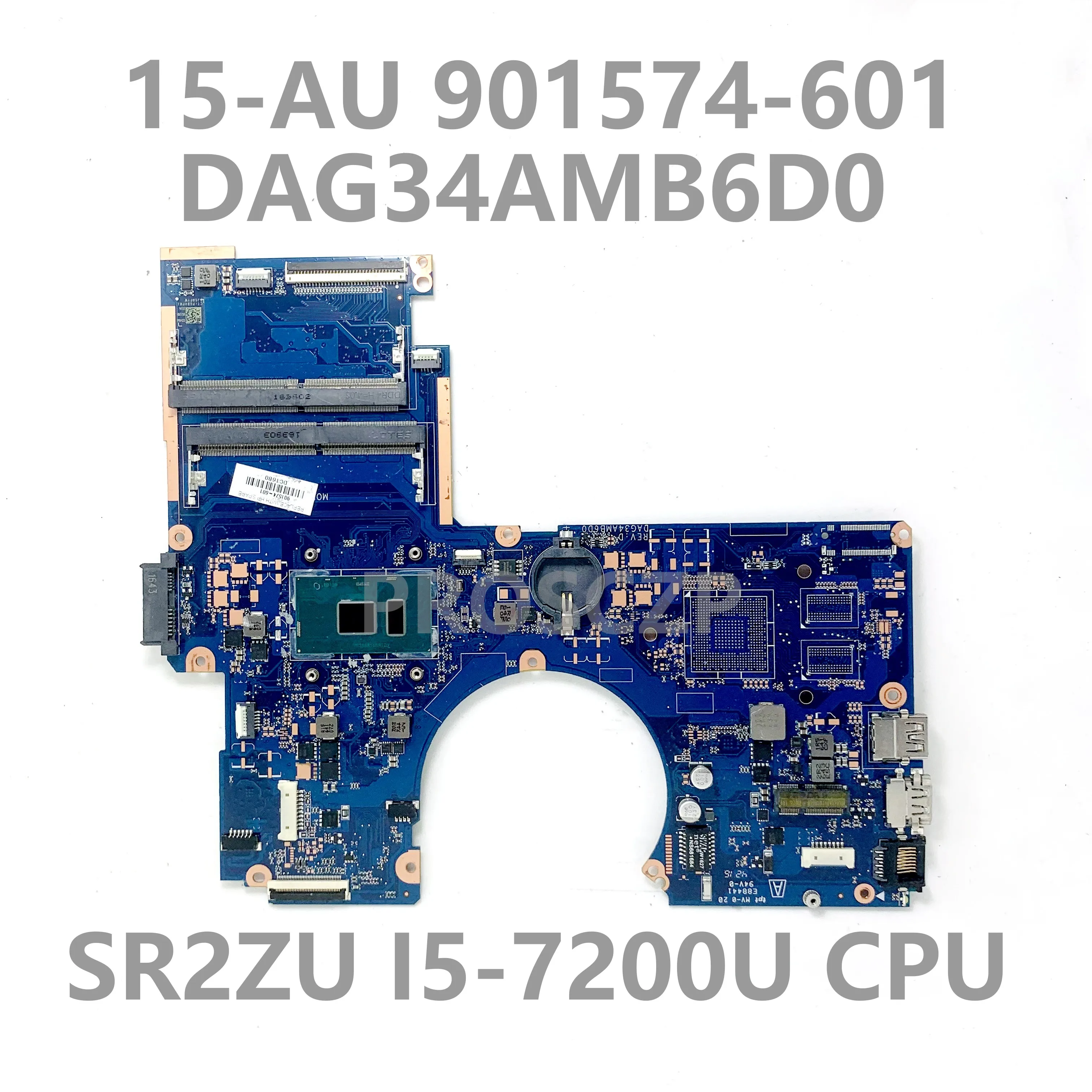 

Mainboard 901574-601 901574-001 For HP PAVILION 15-AU 15T-AU Laptop Motherboard DAG34AMB6D0 With SR2ZU I5-7200U CPU 100% Tested