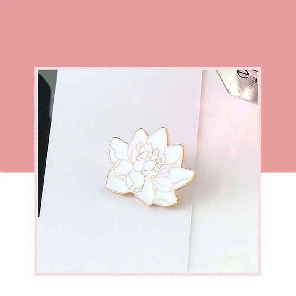 Travel Commemorative Buddhism White Lotus Flower Jewelry Accessories Lotus Flower Brooch Lapel Brooch Enamel Pin Brooches Pin