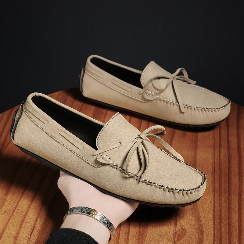 Bowknot Penny Loafers Men Casual Shoes Fashion Dress Shoes Slip-on Sneaker Flats Classic Man Moccasins Lightweight Driving Shoes