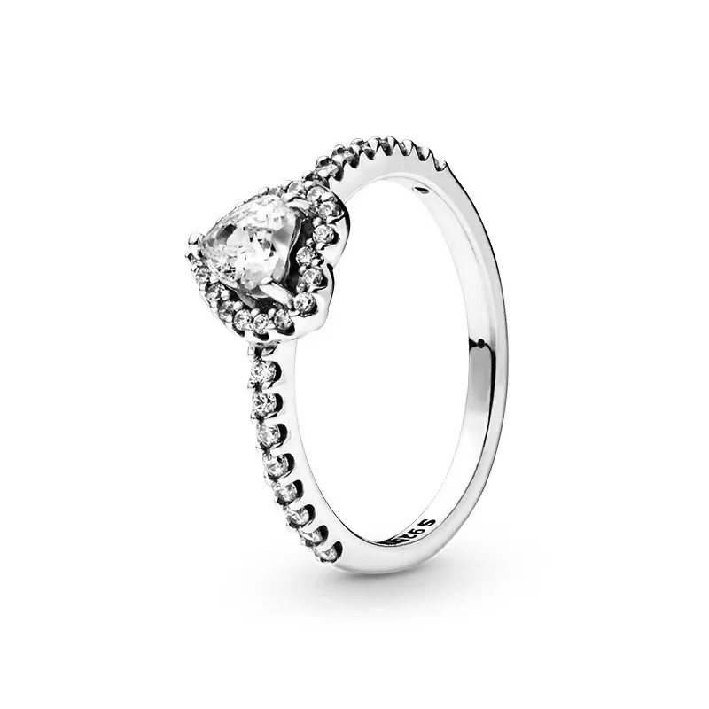 Anillo de Plata de Ley 925 para mujer, accesorio de cristal con forma de corazón rojo, regalo de joyería artesanal, superventas