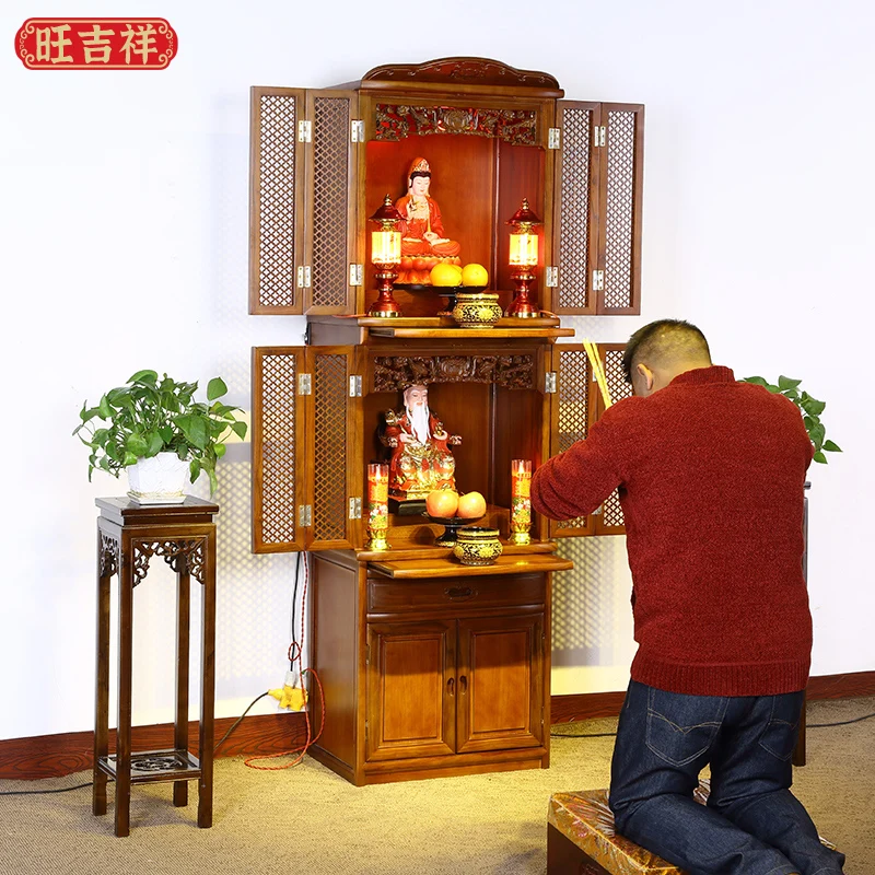 CX God of Wealth Cabinet Home Buddha Cabinet New Chinese Style Clothes Closet Land Shrine