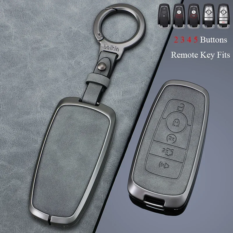 

Zinc Alloy Leather Car Remote Key Case Cover For Ford Fusion Mustang Expedition F-450 F-350F150 Edge Explorer Mondeo Mk5 Focus