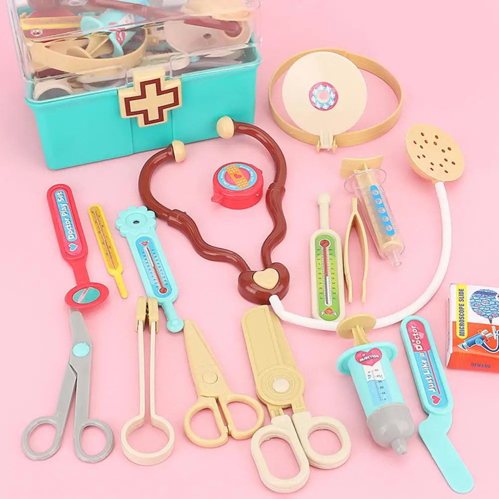 Children's Doctor Toys 16Pcs/Set Simulated Learning Interaction Anti-deform  Nurse Injection Stethoscope Doctor Toys for Girl