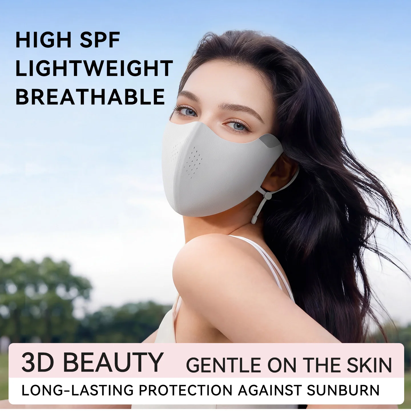 

Women's Ice Silk Sun Mask Thin Breathable Cooling Mesh Sunscreen Adjustable Anti-Uv Mask Suitable for Outdoor Cycling Running