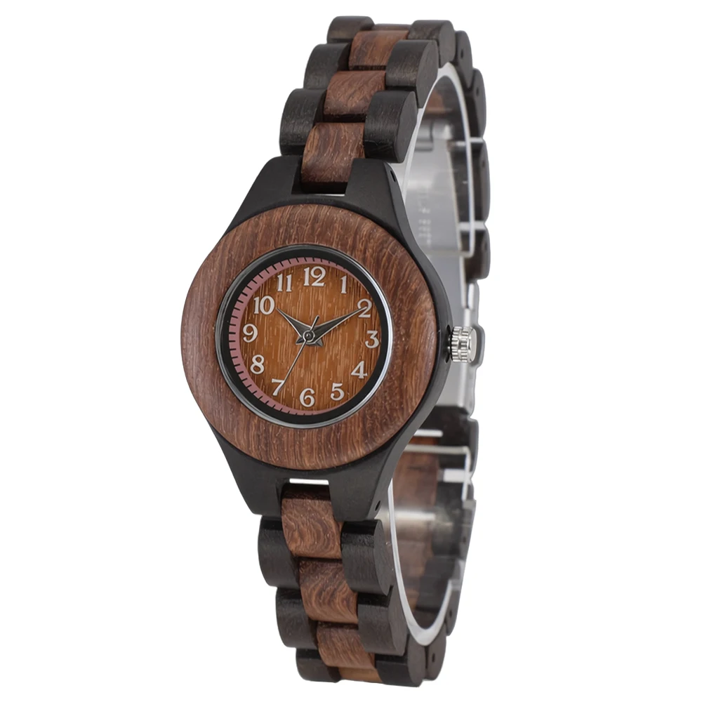 Women's Fashion Quartz Watch with Minimalist Colorful Bamboo and Luminous Fold Clasp Wristwatch for Casual