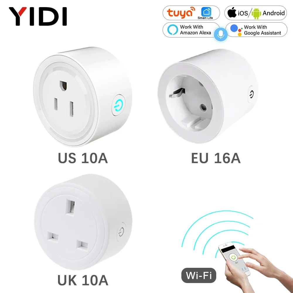 UK EU US Wifi Smart Socket Plug Electric Wall Gsm Power Socket Outlet APP Remote Voice Control Tuya Smart Life Alexa Google Home