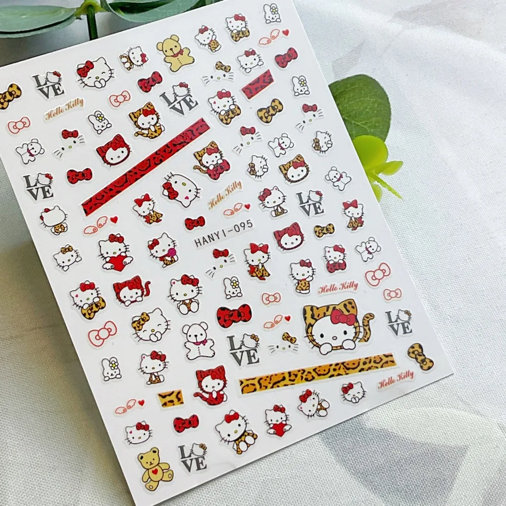 1 sayfalık HelloKitty yeni 5D nail art sticker tırnak çıkartması tırnak moda tasarım DIY mutlu aksesuar