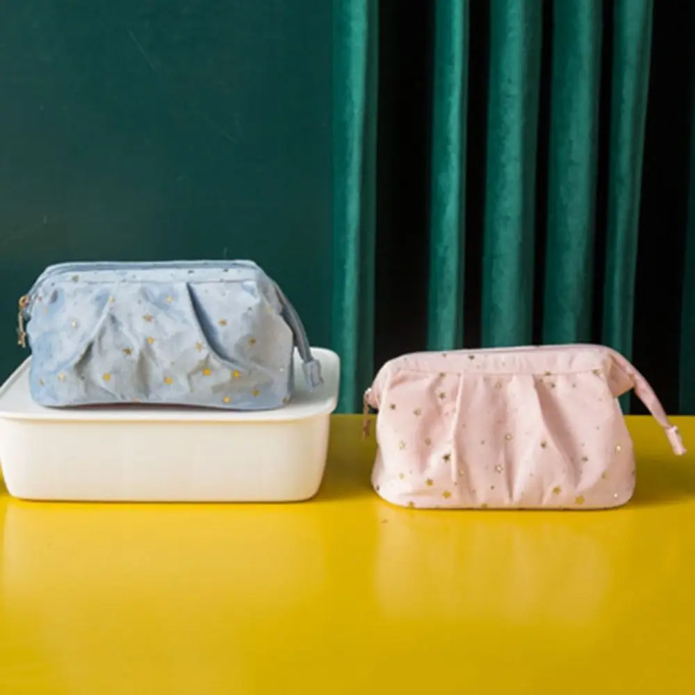 البرنز نجوم المخملية حقيبة مستحضرات التجميل غسل الحقيبة سستة السفر حقيبة أدوات الزينة سعة كبيرة حقيبة يد سطح المكتب حقيبة التخزين غسل الوجه