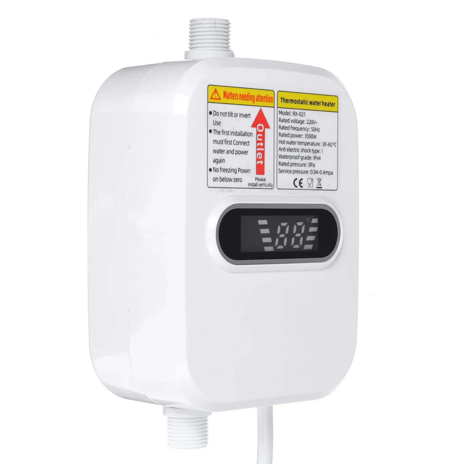 Mini aquecedor de água quente sem tanque para torneira de cozinha, compacto, LCD digital, controle de temperatura constante, Automa, novo, 3500W