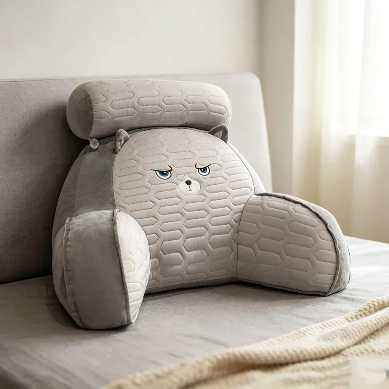 Back Support Pillow With Armrest And Headrest Quilted Latex Surface For Office Chair Bedroom Dorm Reading And Daily Rest Use