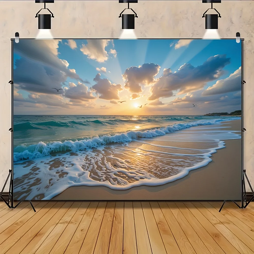 Ocean Sunset Beach Wall Mural 2D Flat Printing Sea View Decor Nature Landscape Art Home Interior Design Living Room Wallpaper