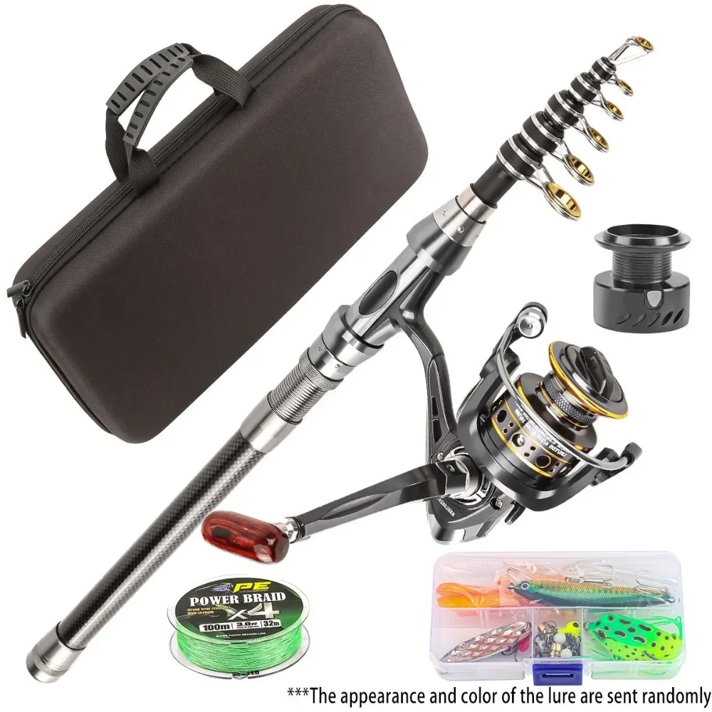 

Fishing Gear Set with Long Cast Lure Rod Reel Combo1.8M/2.1M/2.4 Telescopic Rod - Telescopic Portable Design for Travel