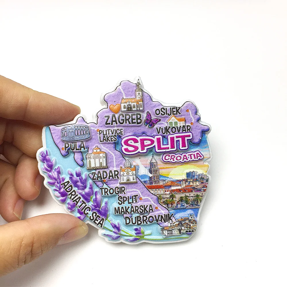 مغناطيس سفر كرواتيا ثلاثي الأبعاد من الراتنج مع سبليت، زغرب، دوبروفنيك، بحر أدرياتيك والمزيد - مغناطيس ثلاجة مزخرف لديكور المطبخ #1