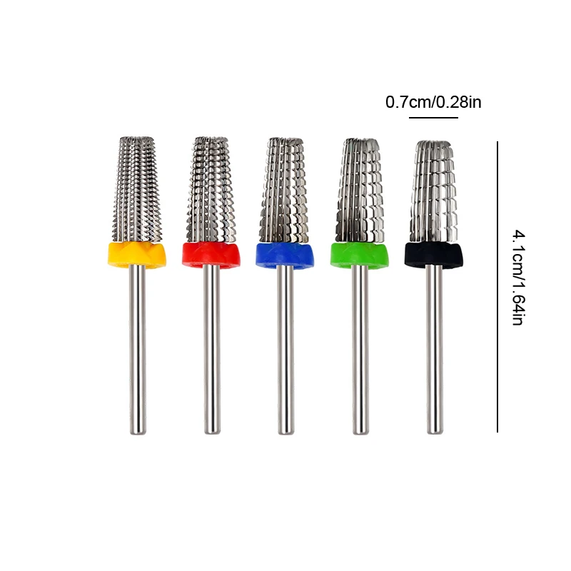 5 In 1 Taps Toelopende Veiligheidscarbide Nagelboren Met Snijboren Carbide Frees Voor Manicure Verwijder Gelnagels Accessoires