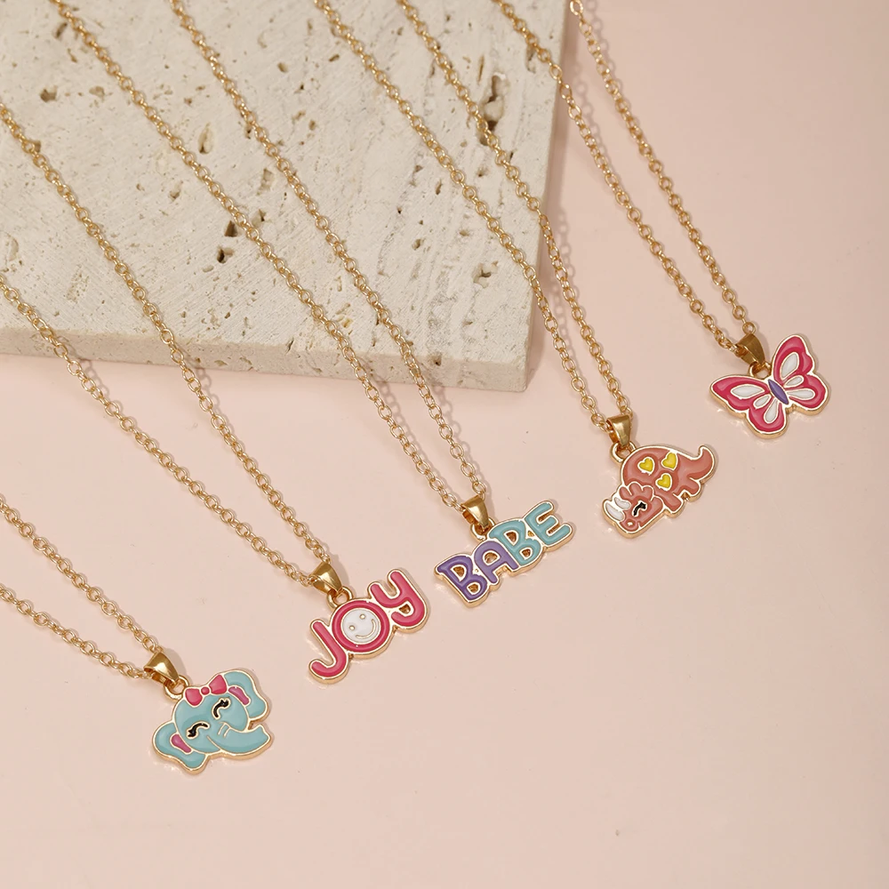 Small Pendant Jewelry Candy Ice Cream Rainbow Cloud Star Heart Flower BFF Joy Babe Charm Necklace Choker For Kids Girls Boy Gift