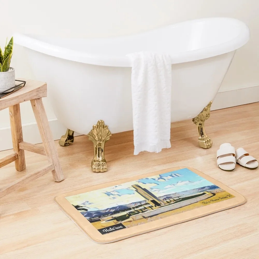 

Ku'u Home Series: Hale'iwa Park Monument Bath Mat Waterproof Bathroom Rugs Anti-Slip Bathtub Mat