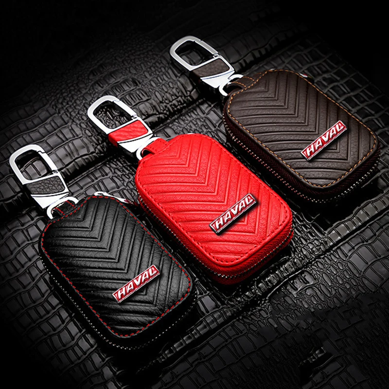 

Leather Car Key Case Cover Zipper Bag Protector With Car Logo For Maserati Bentley Tesla Volvo BMW Land-Rover Audi Mercedes-Benz