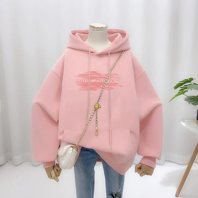 Sudaderas con capucha Vintage para mujer, ropa con estampado de letras, Top informal suelto, jerséis de manga larga con cuello redondo, moda de otoño