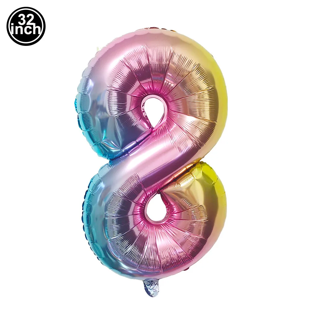 32 بوصة التدرج الوردي 0-9 عدد بالونات الفتيات حفلة عيد ميلاد الزفاف استحمام الطفل لوازم الديكور بالونات رقمية #4