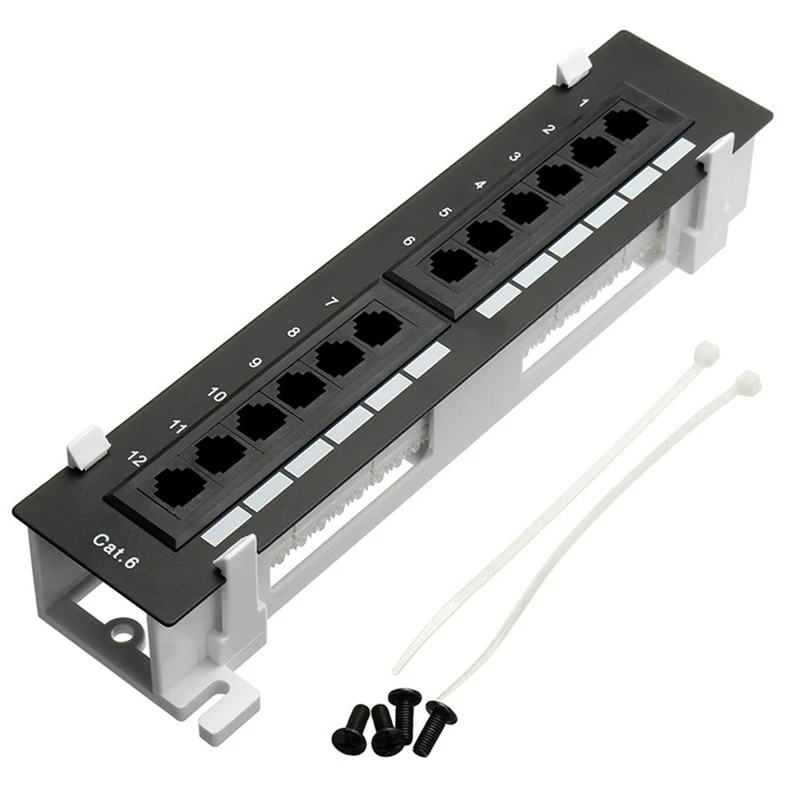 Network Tool Kit 12 Port CAT6 Patch Panel RJ45 Networking Wall Mount Rack With Surface Wall Mount Bracket Easy Install