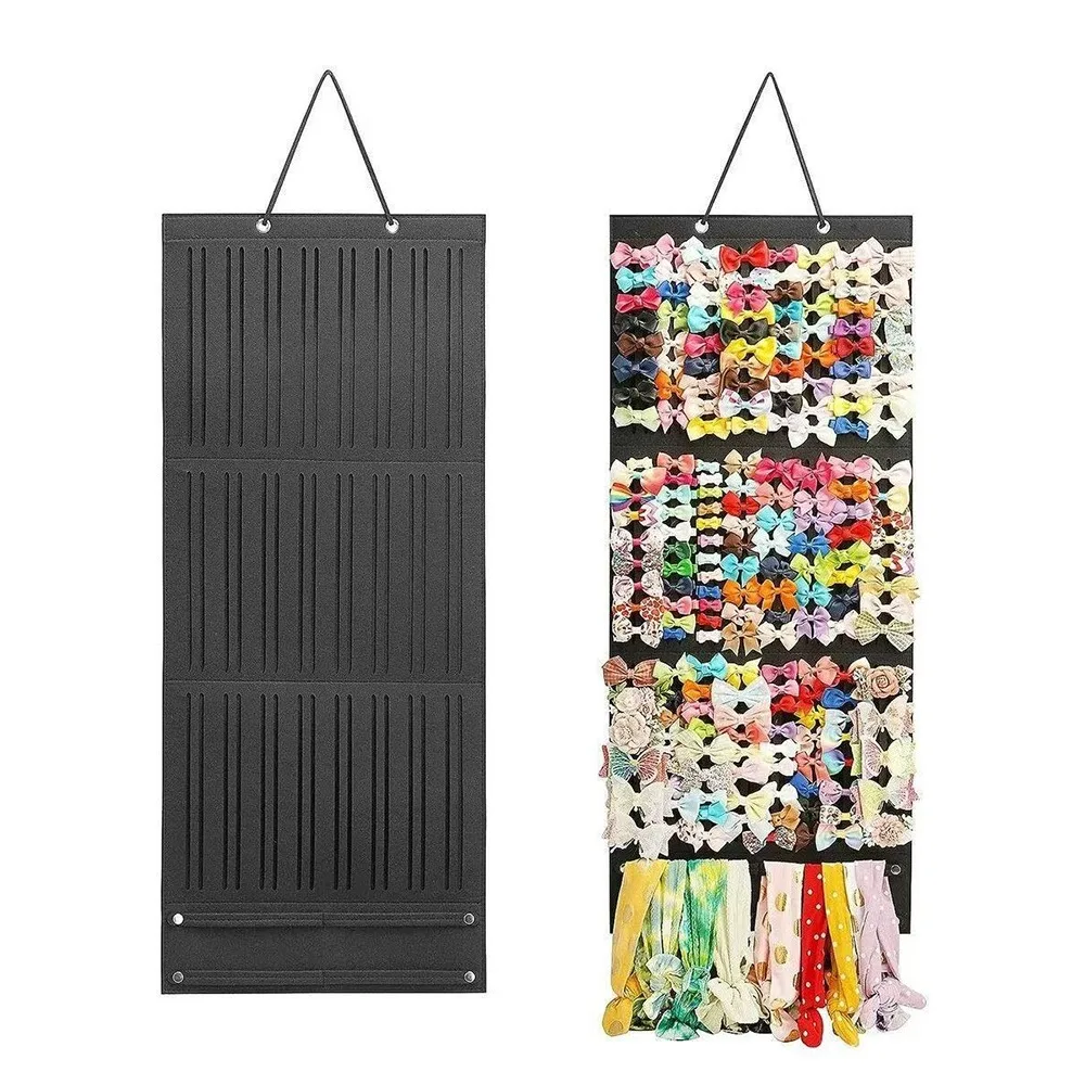 

Вместительная войлочная сумка для хранения аксессуаров для волос, экономящая место, настенный держатель для заколок и повязок на голову