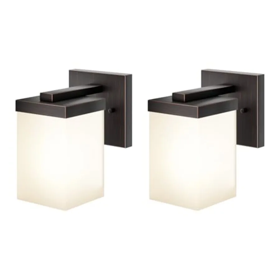 

Wall Lights Over Mirror Bathroom Vanity Lighting Fixtures with White Frosted Glass Shade, Porch Wall Sconces, 2 Pack Oil Rubbed