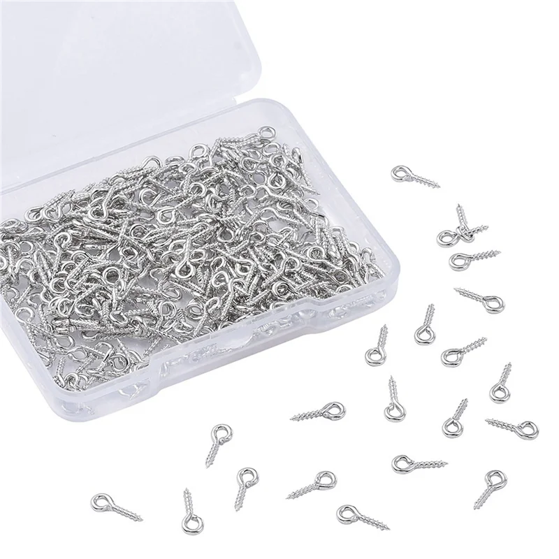 

CYL-600 Pcs Multipurpose Eye Bolts Hook Screw Eye Nails Pin Bail For DIY Jewelry Making Accessories Silver