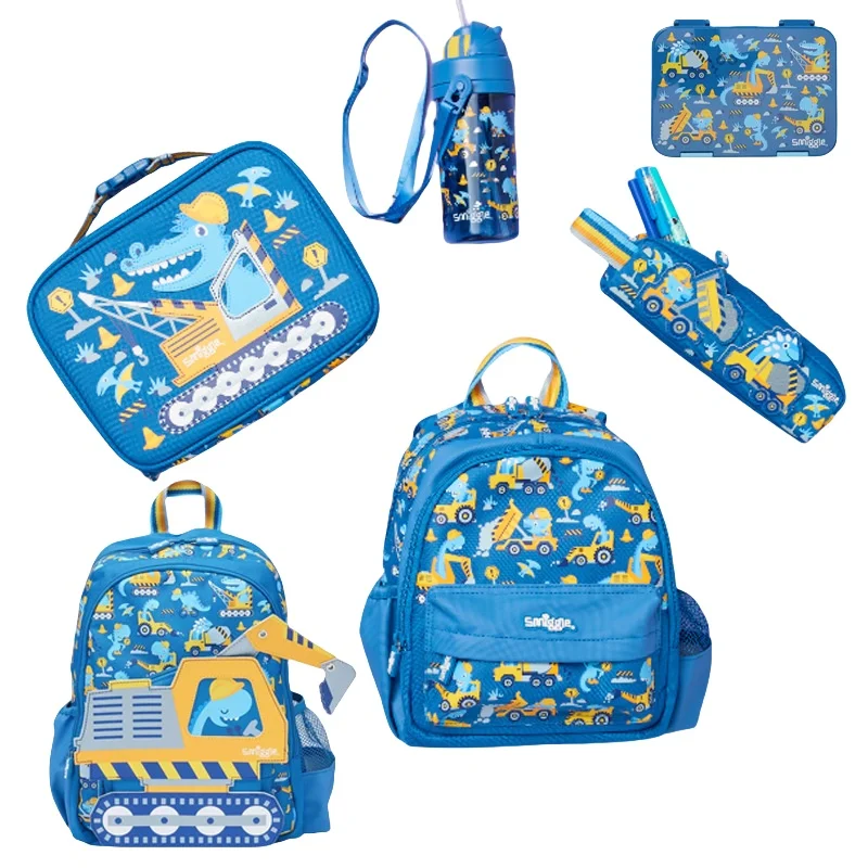 

Australia Smiggle Original Student'S Schoolbag Boys Excavating Machinery Shoulder Backpack Kawaii Lunch Bag Pencil Case Gift