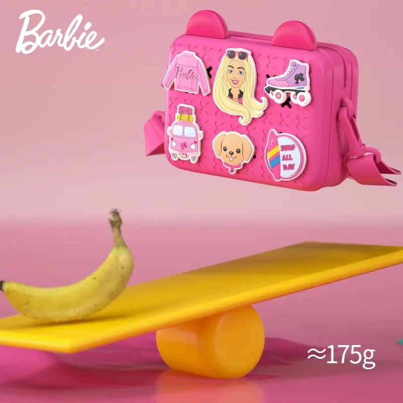 Barbie-Bolso de mano cuadrado Rosa Original, bolsa de mensajero Kawaii, impermeable, ajustable, accesorios para niñas, mochila para niños, regalo