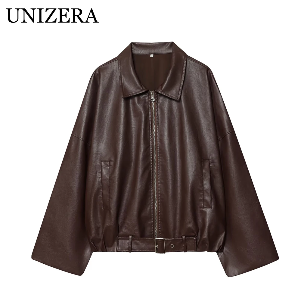 

European and American autumn new women's clothing retro loose casual temperament simple with belt and pocket jacket