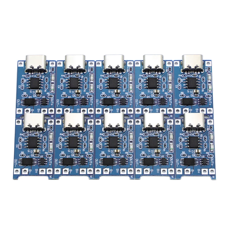 10pcs Type-C USB 5V 1A TP4056 Lithium Battery Charger Module Charging Board With Protection Dual Functions Current Protection