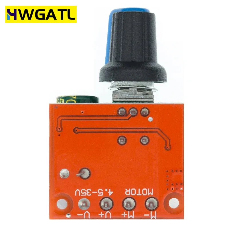 HWGATL Mini 5A 10A 90W PWM 12V DC Motor Speed Controller Module DC-DC 4.5V-35V Adjustable Regulator Control Governor Switch 24V