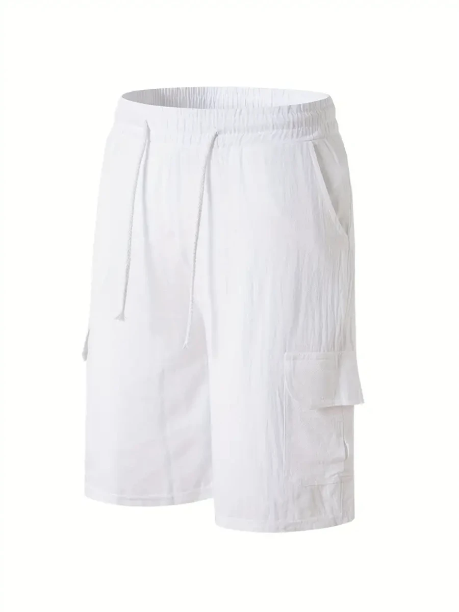 Tiki pantalones cortos de playa para hombre, Shorts de lino de alta gama, informales, sueltos, con cordón, para vacaciones en Hawai, para